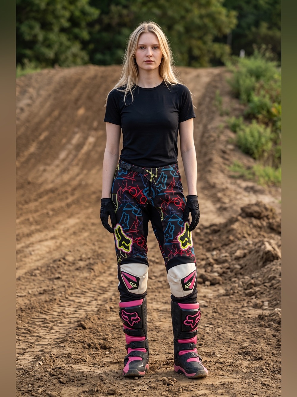 Fox Racing Women's Black Multicolor Graphic Motocross Pants